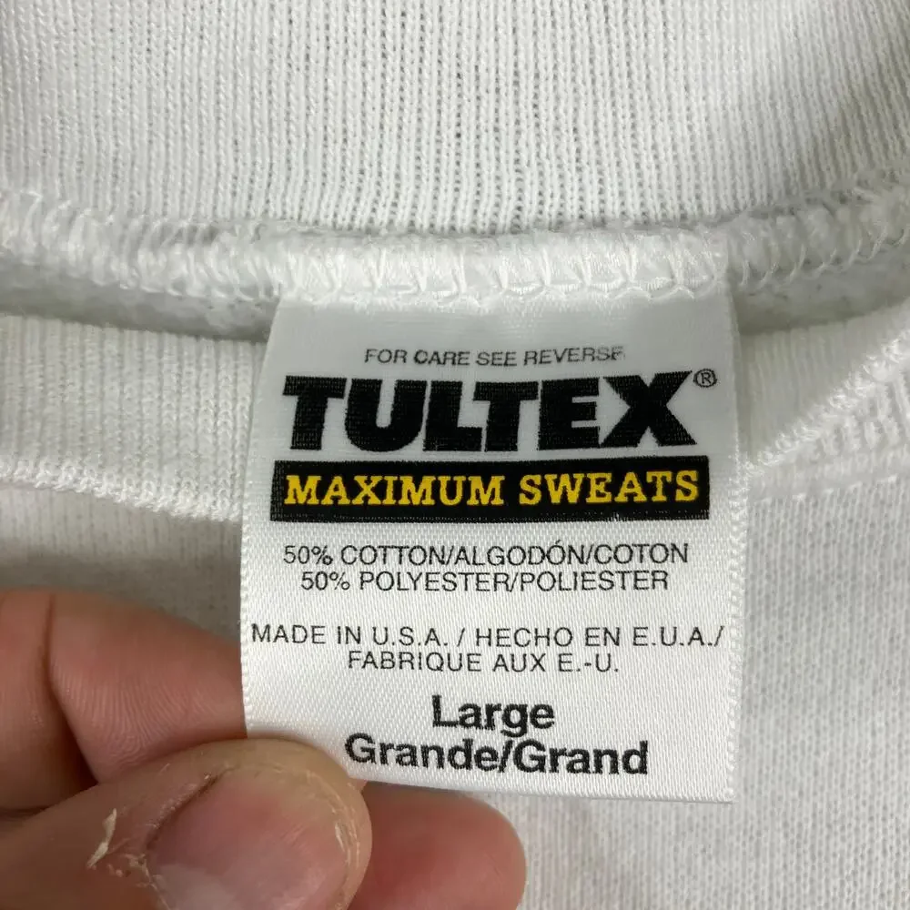 Tultex Vintage‎ Christmas Sweatshirt Mens Large White Holly Embellished Crewneck